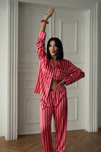 Berhani Bordo Pembe Çizgili Kadın Pijama