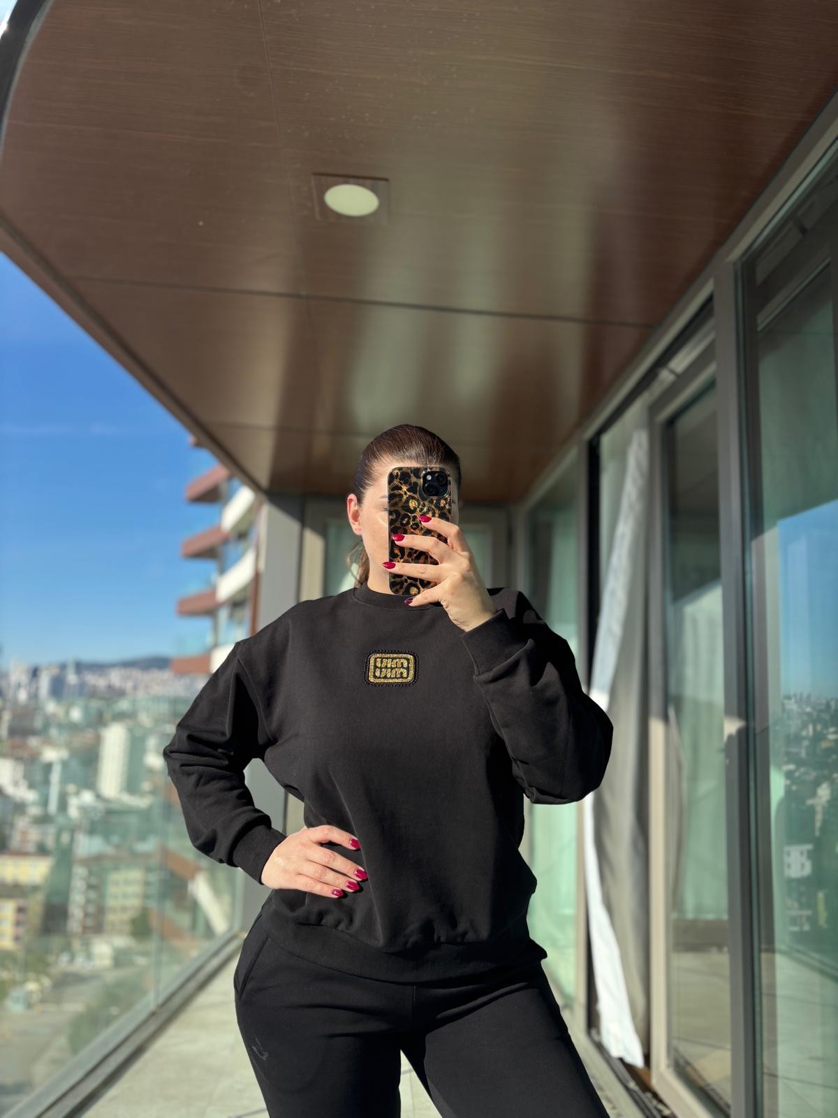 Miu Miu Kadın Sweatshirt Siyah