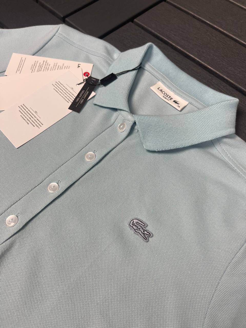 LACOSTE Polo Yaka Açık Mavi Kadın T-Shirt 3008