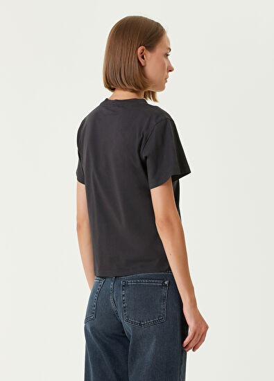 ARMANI Logo Baskılı Siyah Kadın T-Shirt 352