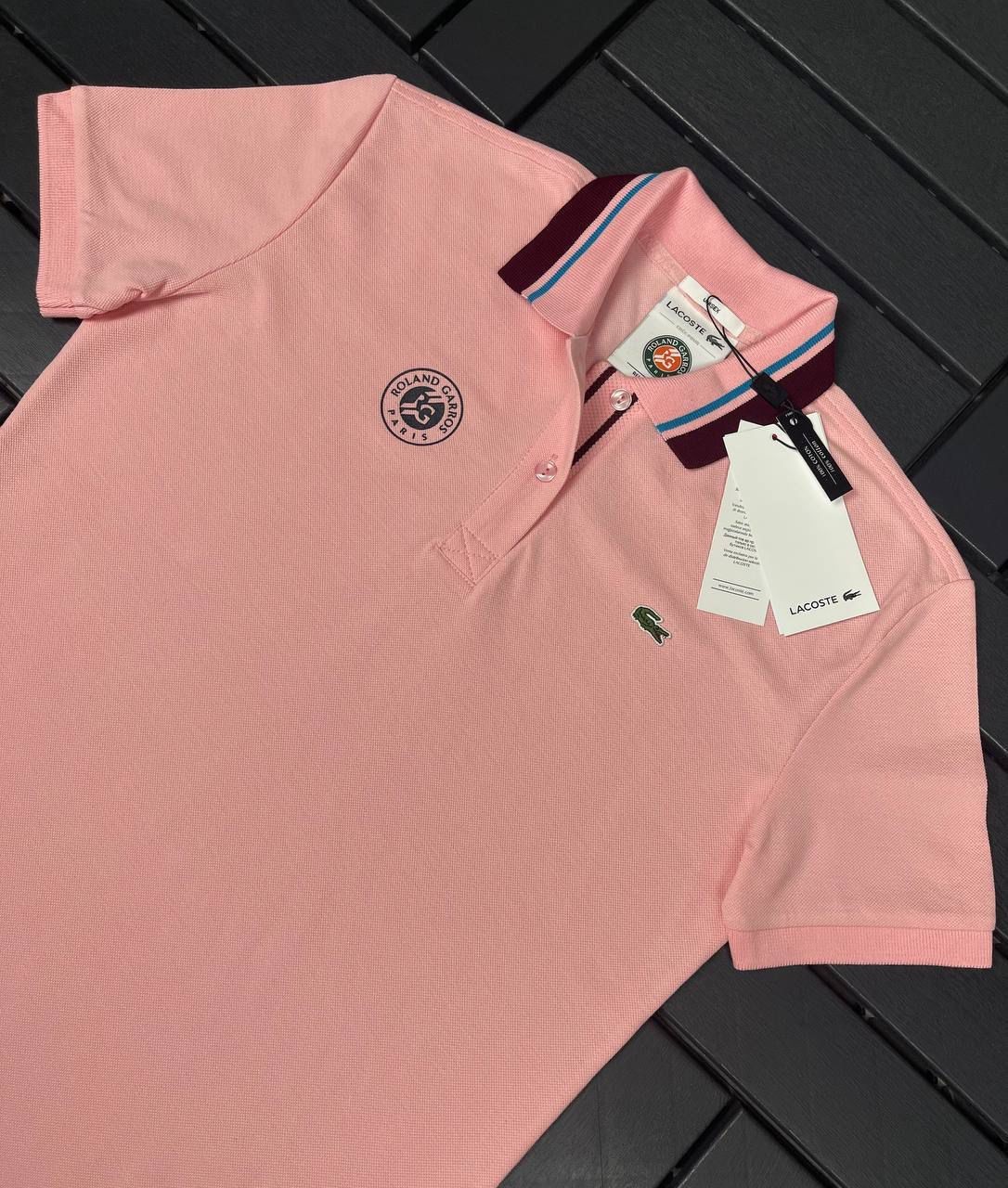 LACOSTE Logo Detaylı Polo Yaka Pembe Kadın T-Shirt 3038