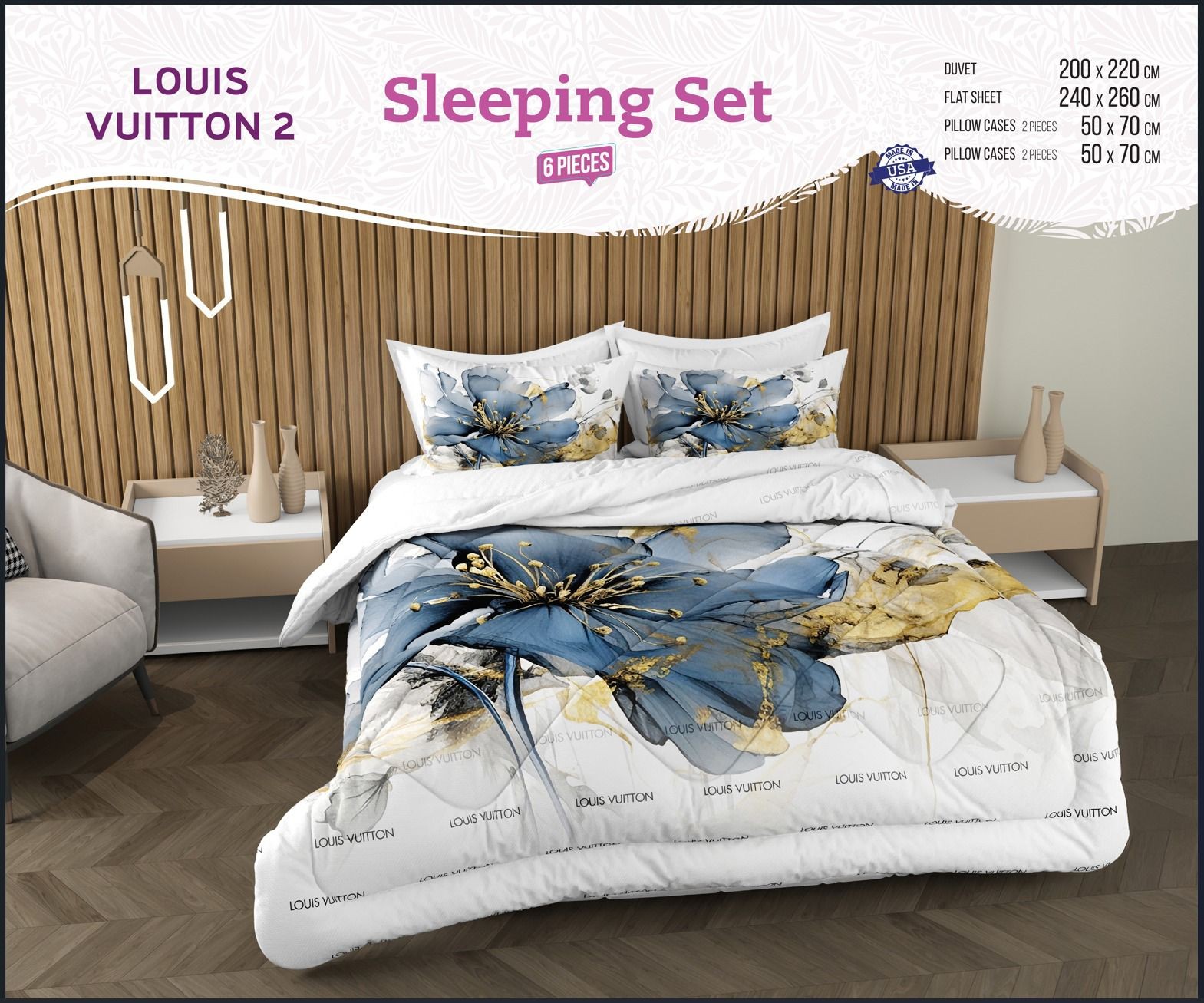 LV Çift Kişilik Uyku Seti 200x220