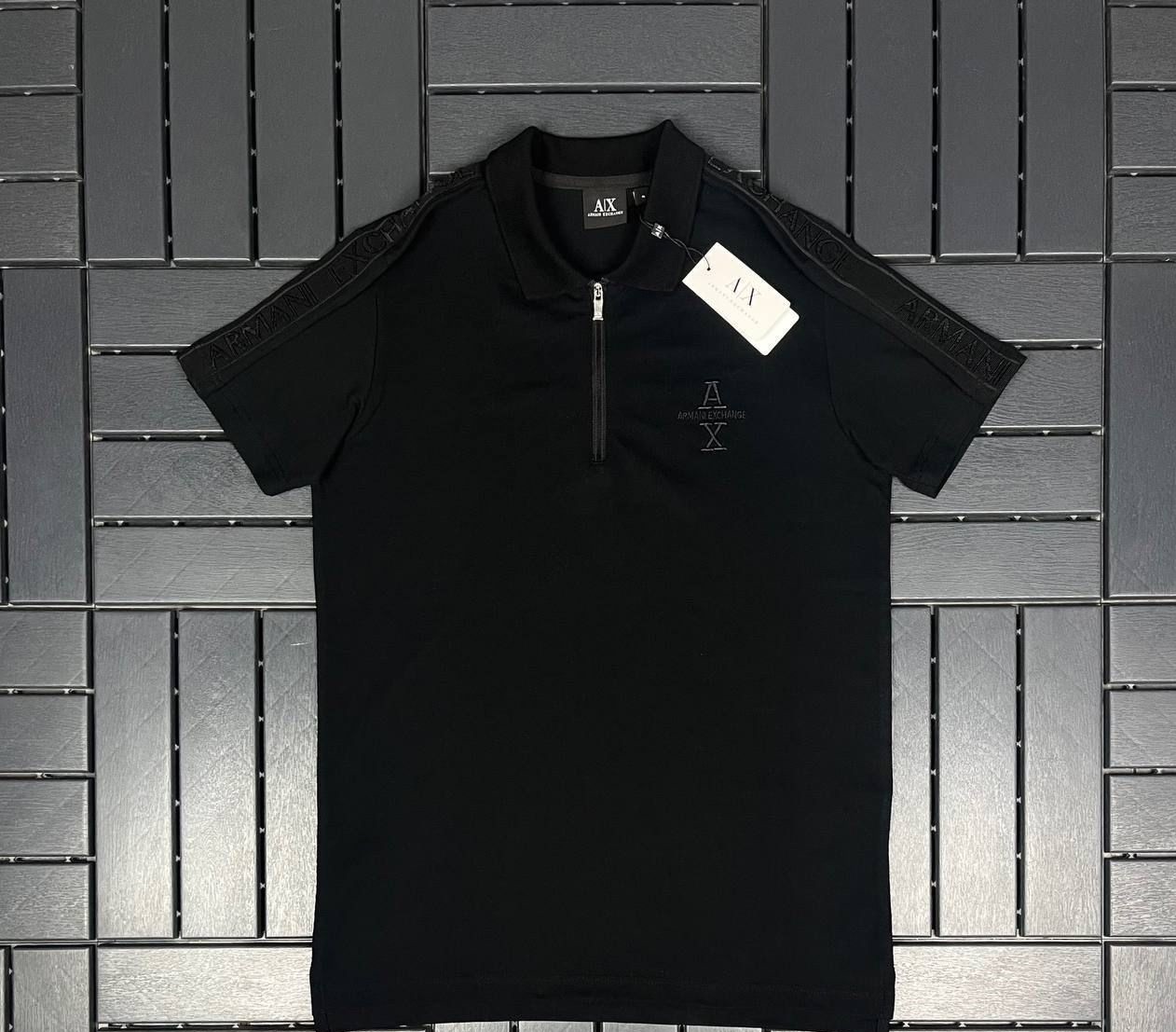 ARMANI Polo Yaka Fermuar Detaylı Siyah Erkek T-Shirt 1374