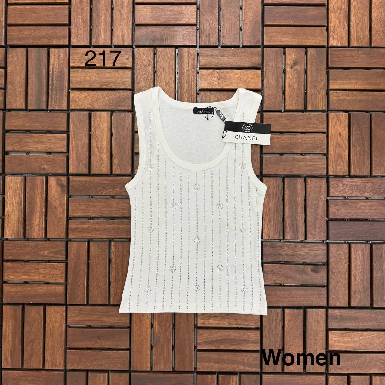 Chanel Taşlı Beyaz Kadın Atlet BES217