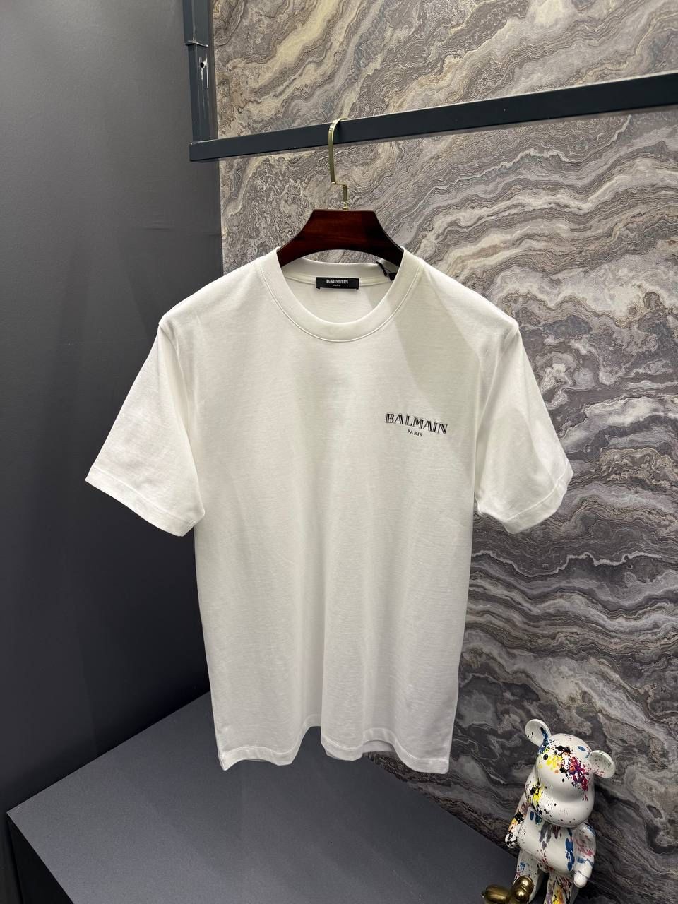 BALMAIN Logo Detaylı Beyaz Erkek T-Shirt 9359