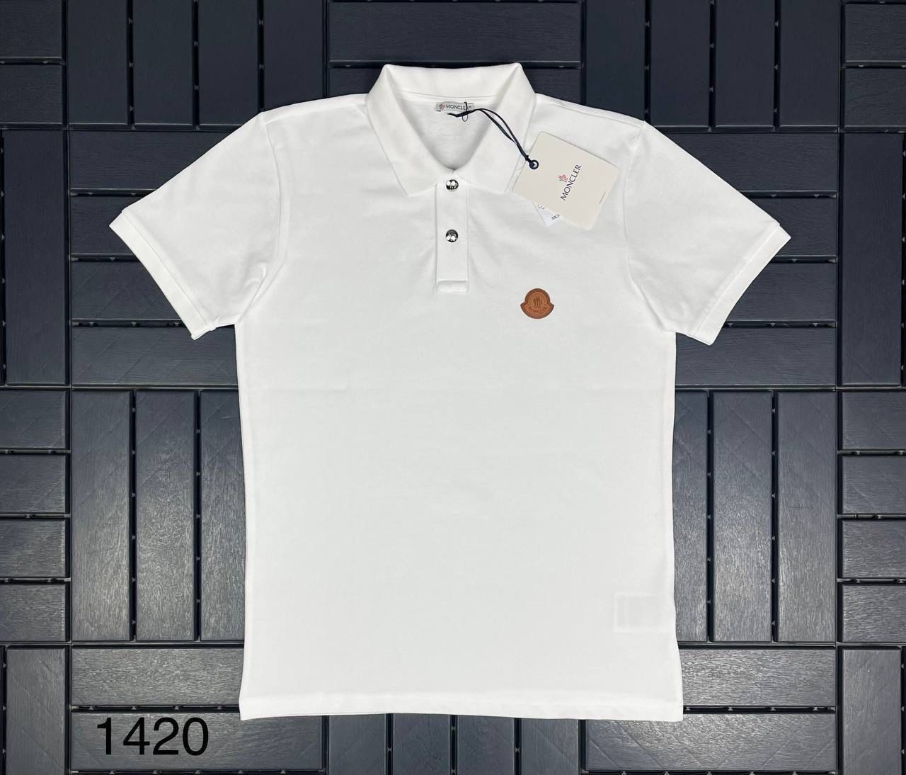 MONCLER Polo Yaka Logo Detaylı Beyaz Erkek T-Shirt 1420