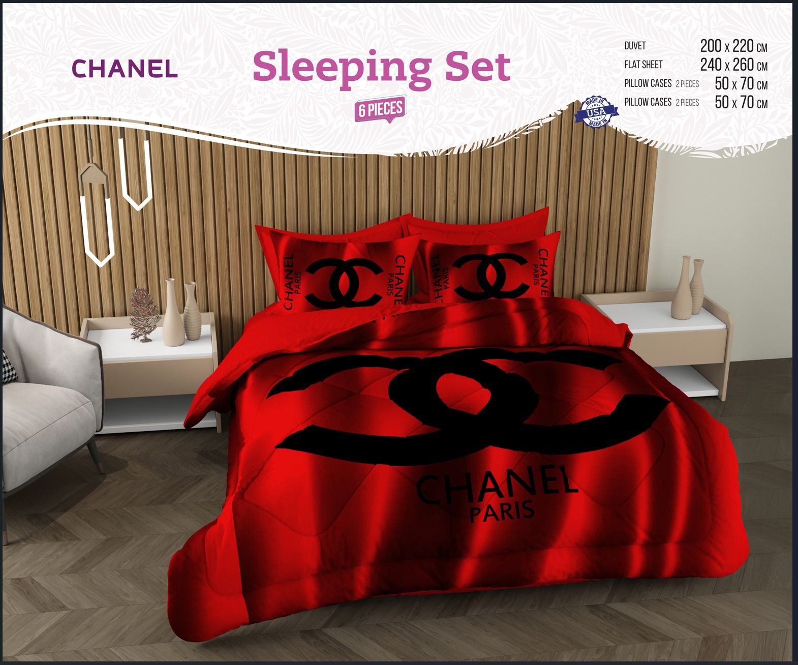 Chanel Çift Kişilik Uyku Seti 200x220