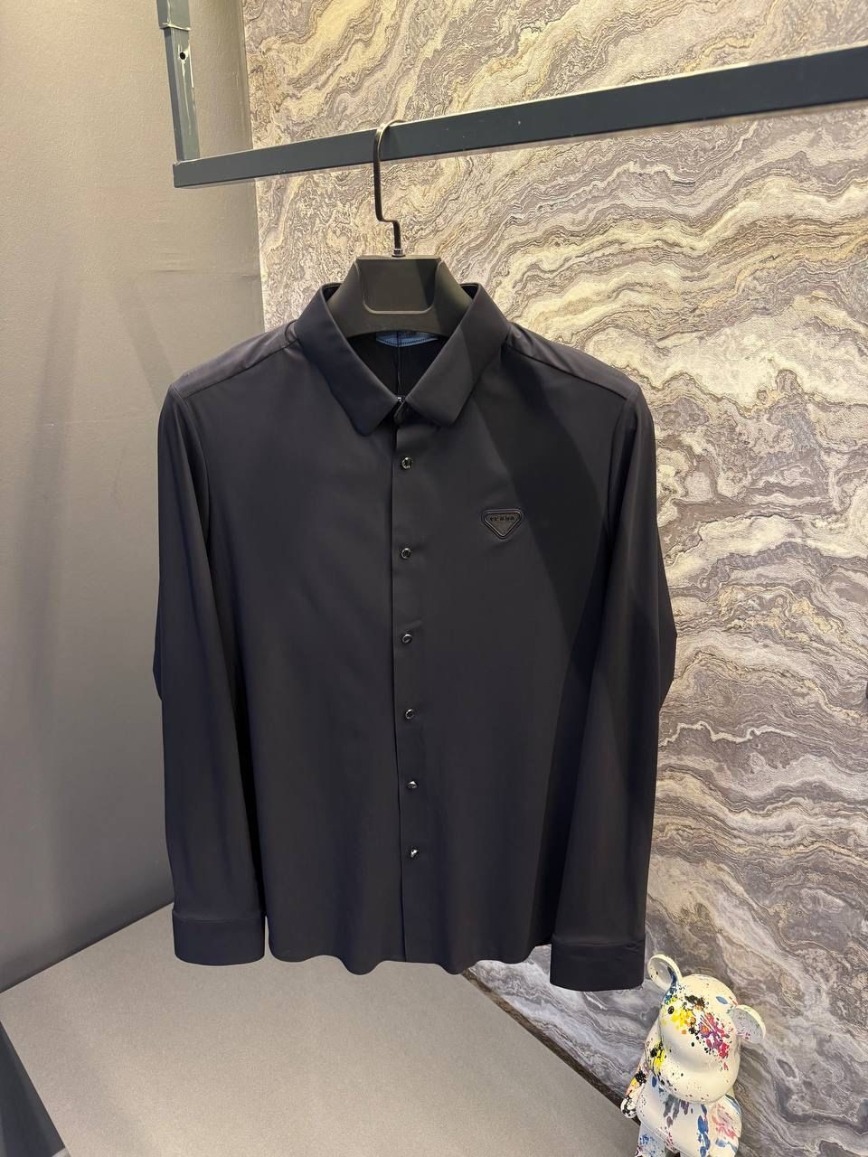 PRADA Logo Detaylı Siyah Erkek Gömlek 9501