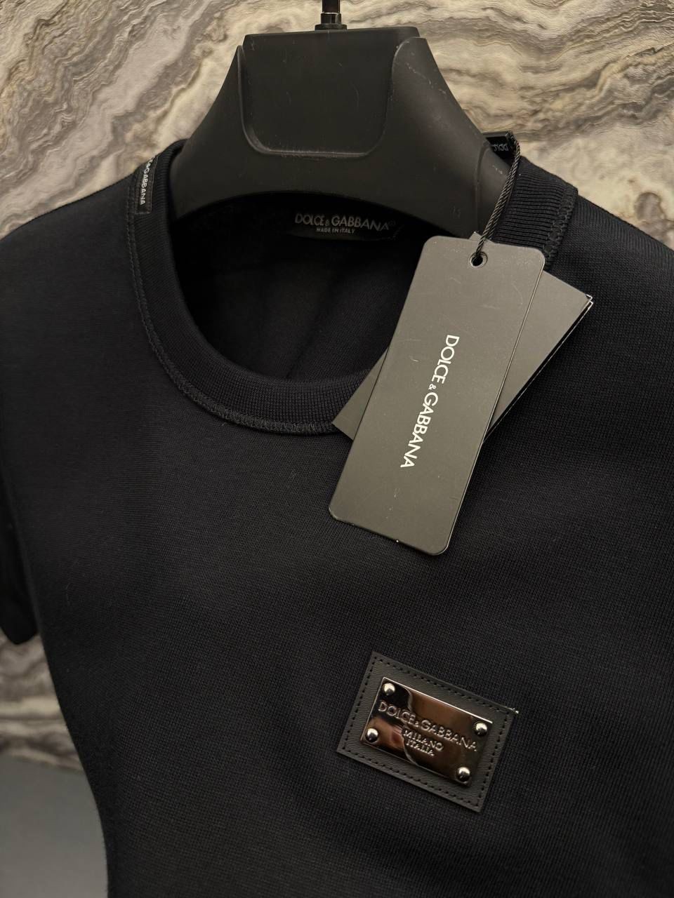 DOLCE GABBANA Metal Logo Detaylı Siyah Erkek T-Shirt 9039