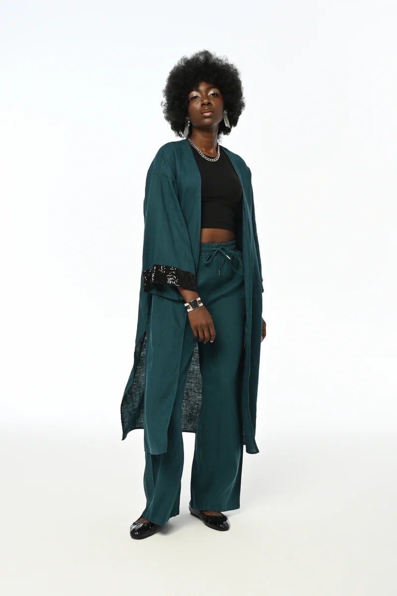 Berhani Petrol Yeşili Kimono 38818