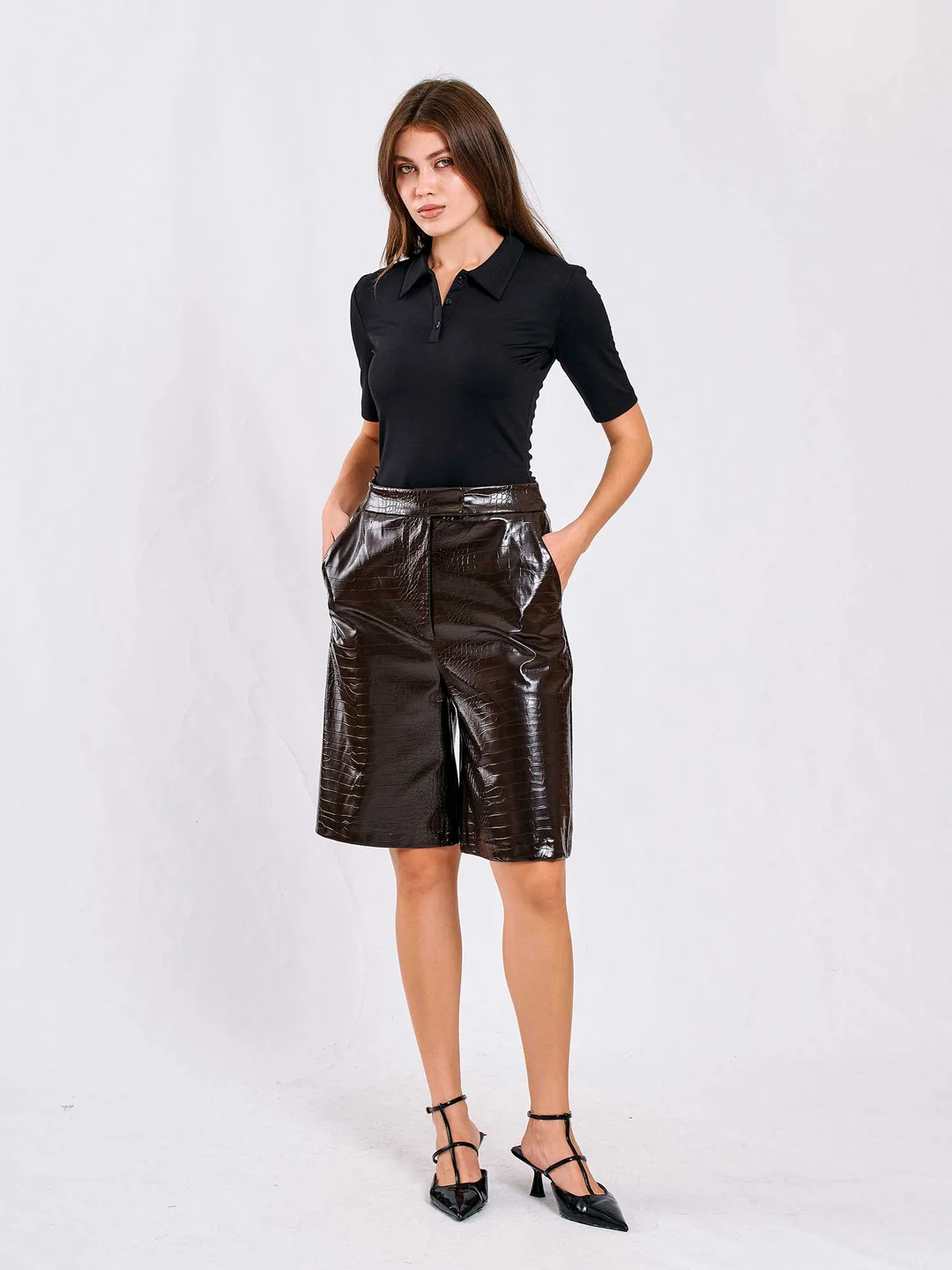 Berhani Yakalı Siyah Kadın Bodysuit 071739