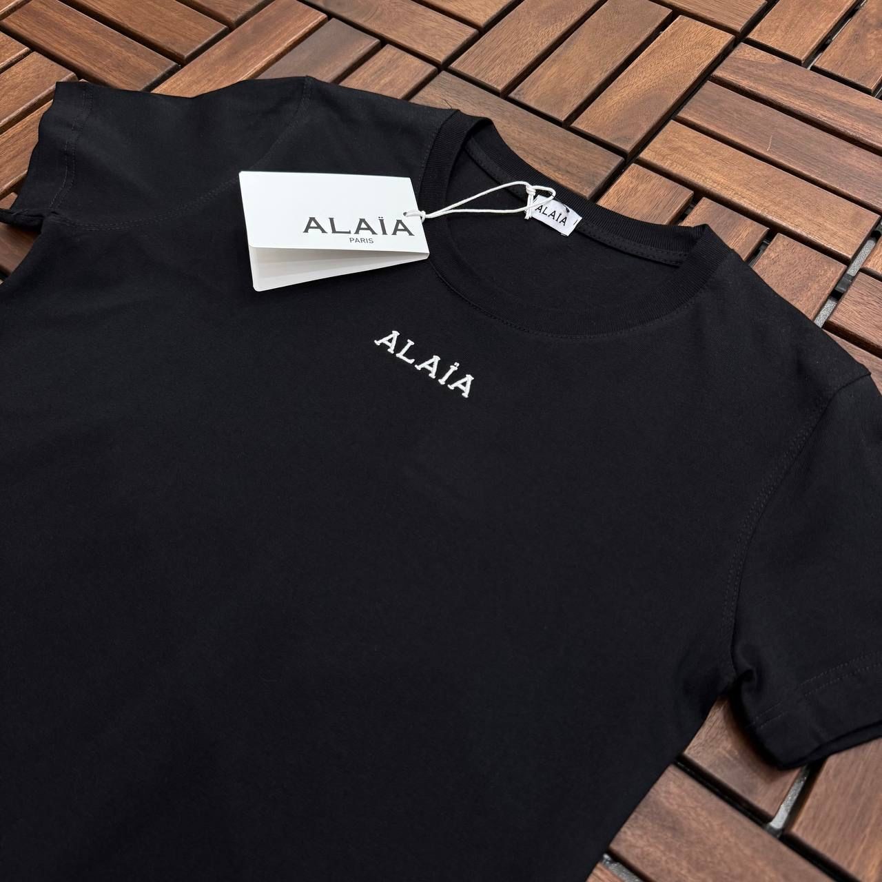 ALAIA Nakış Logo Baskılı Siyah Kadın T-Shirt ES47
