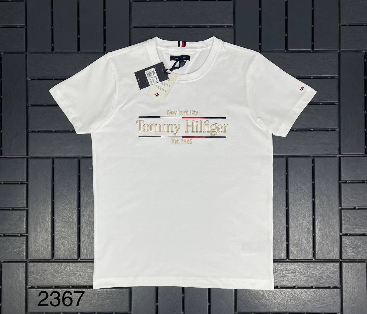 TOMMY HILFIGER Nakış Detaylı Beyaz Erkek T-Shirt 2367