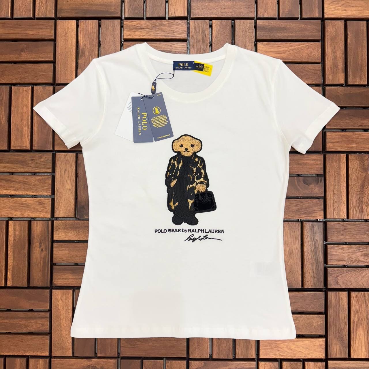 POLO Ayıcık Detaylı Beyaz Kadın T-Shirt BES106