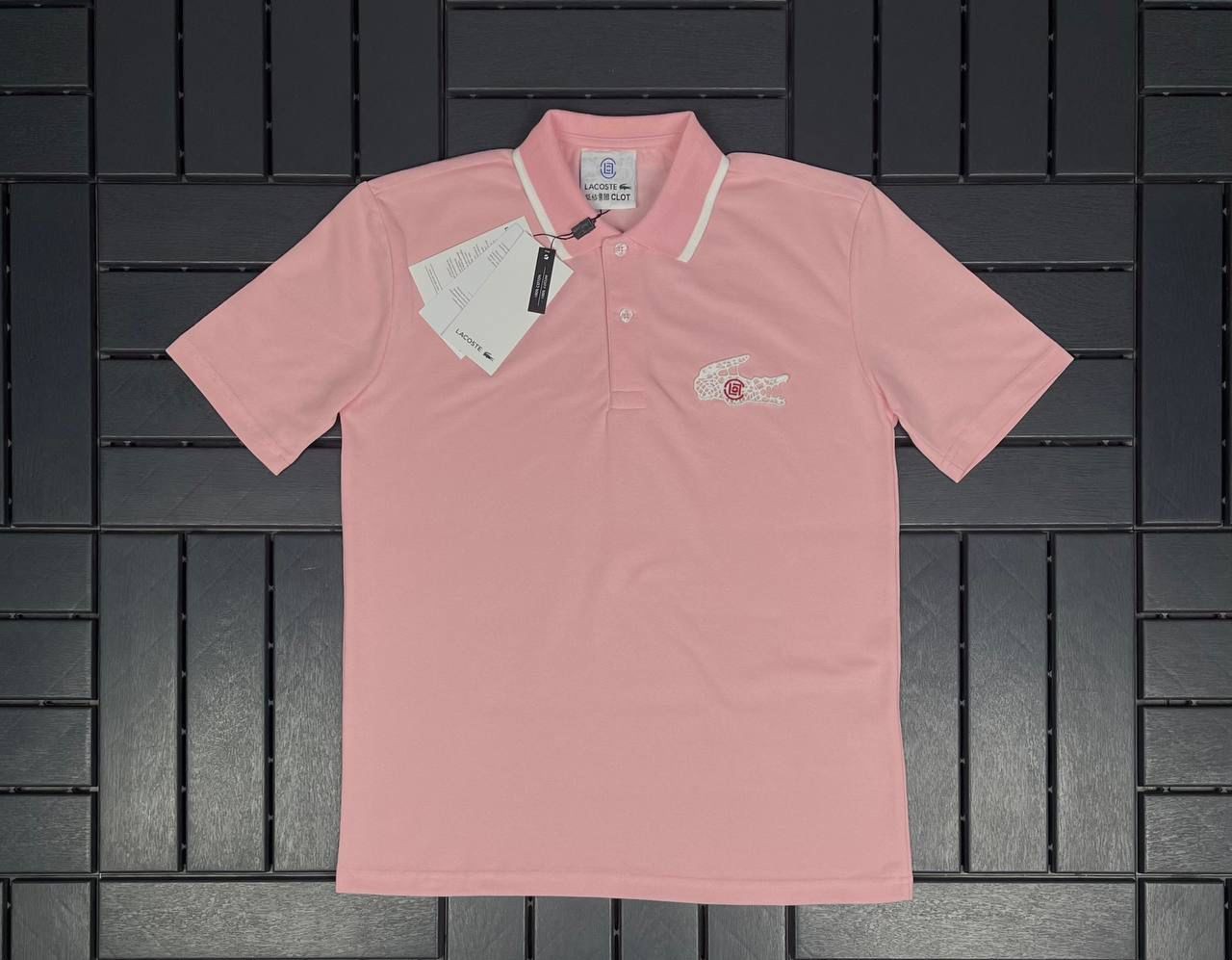 LACOSTE Nakış İşlemeli Polo Yaka Pembe Kadın T-Shirt 3041