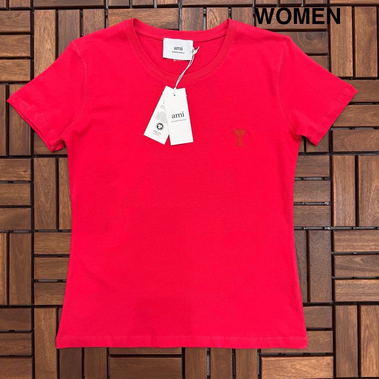 Ami Nakış Logo Detaylı Nar Çiçeği Kadın T-shirt BES02