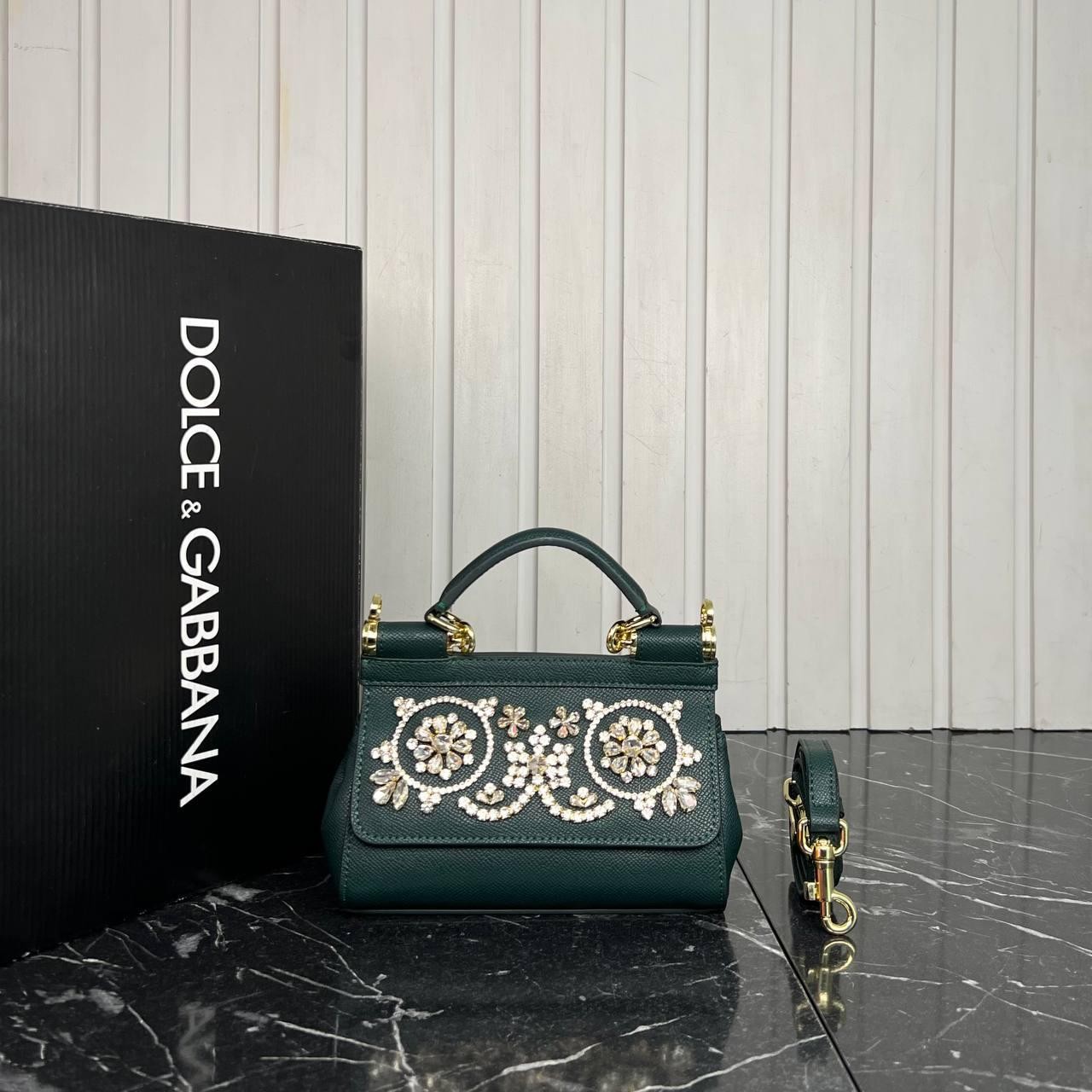 Dolce Gabbana Koyu Yeşil Sicily Bag Nano 19x12 cm