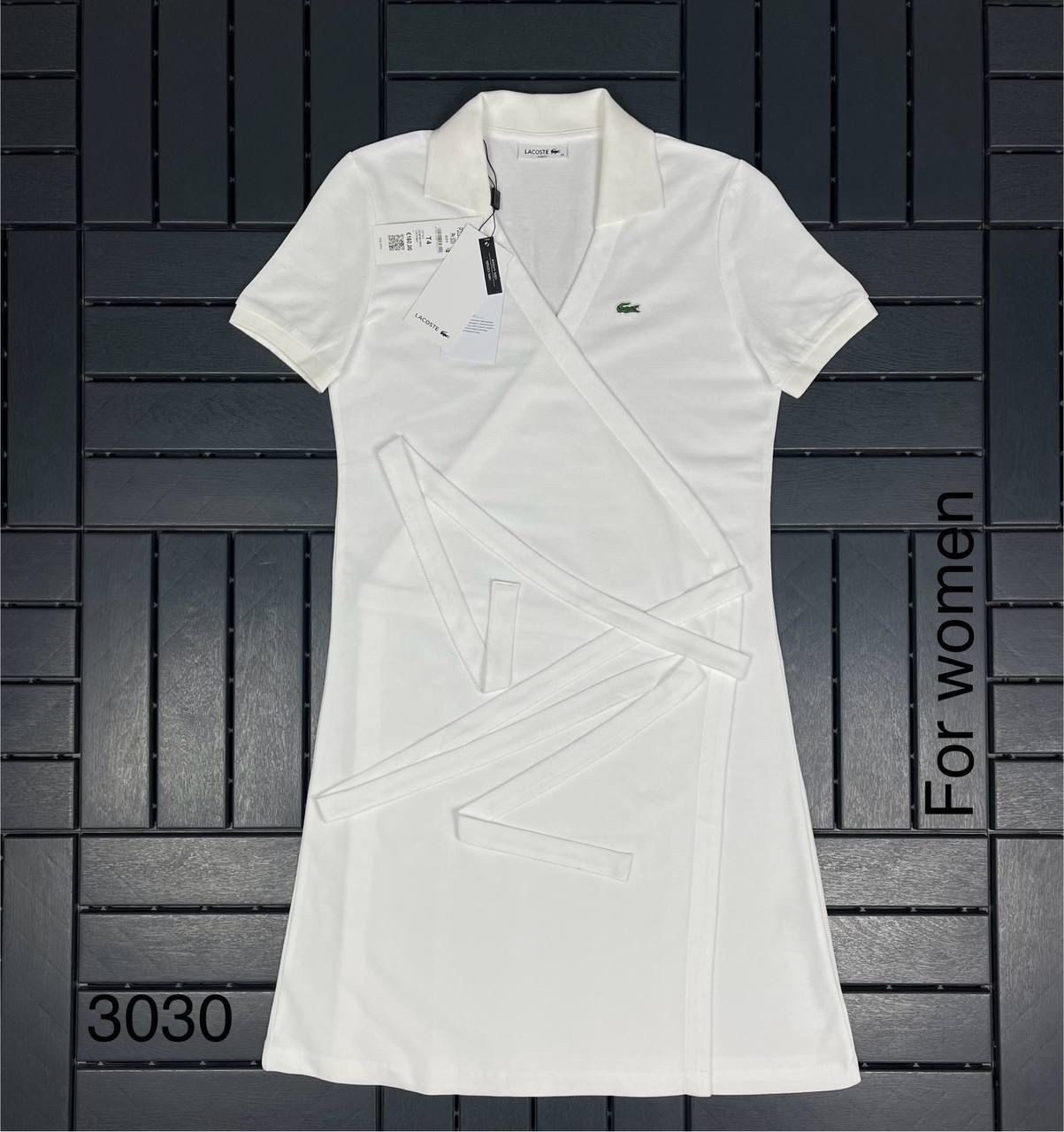 LACOSTE Polo Yaka Beyaz Kadın Elbise 3030