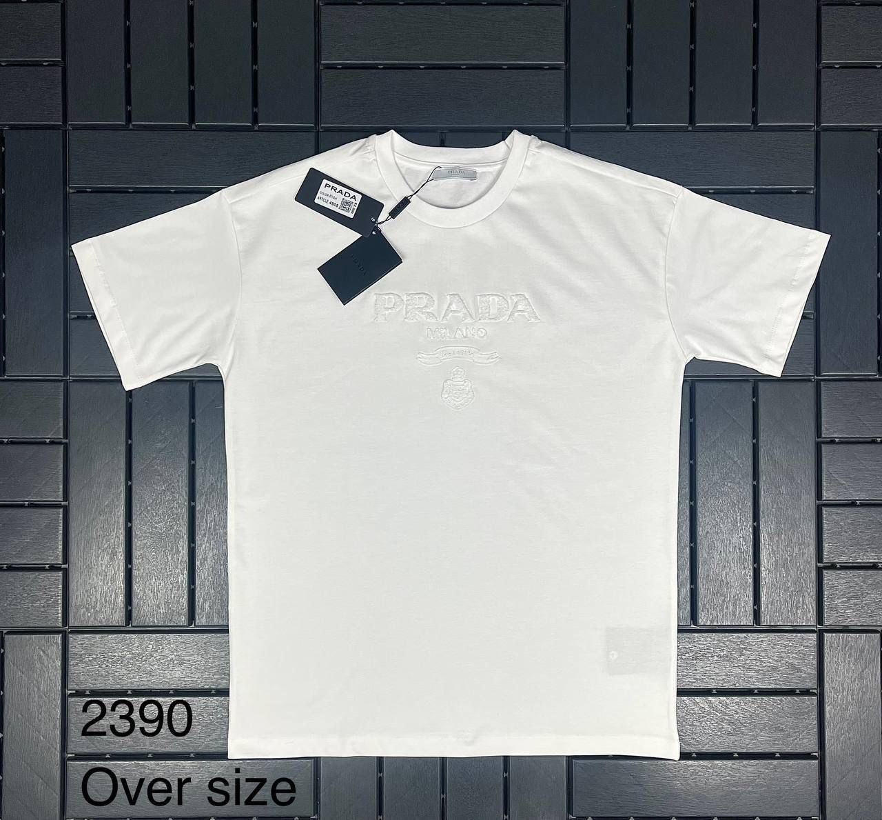 PRADA KABARTMA DETAYLI BEYAZ ERKEK T-SHIRT 2390