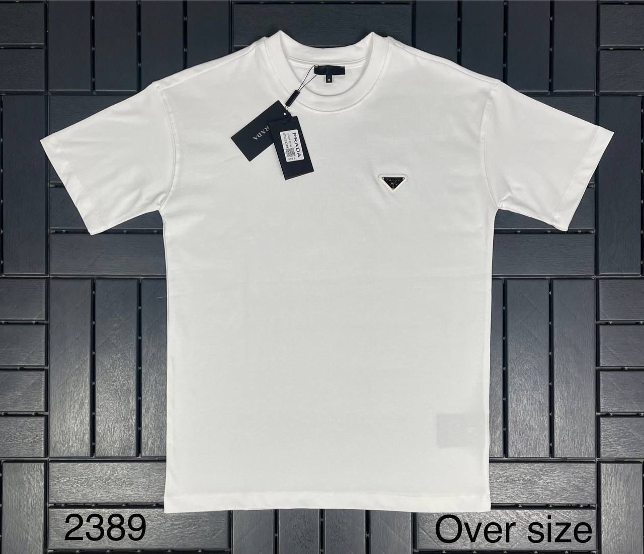 PRADA Metal Logo Detaylı Beyaz Erkek T-Shirt 2389