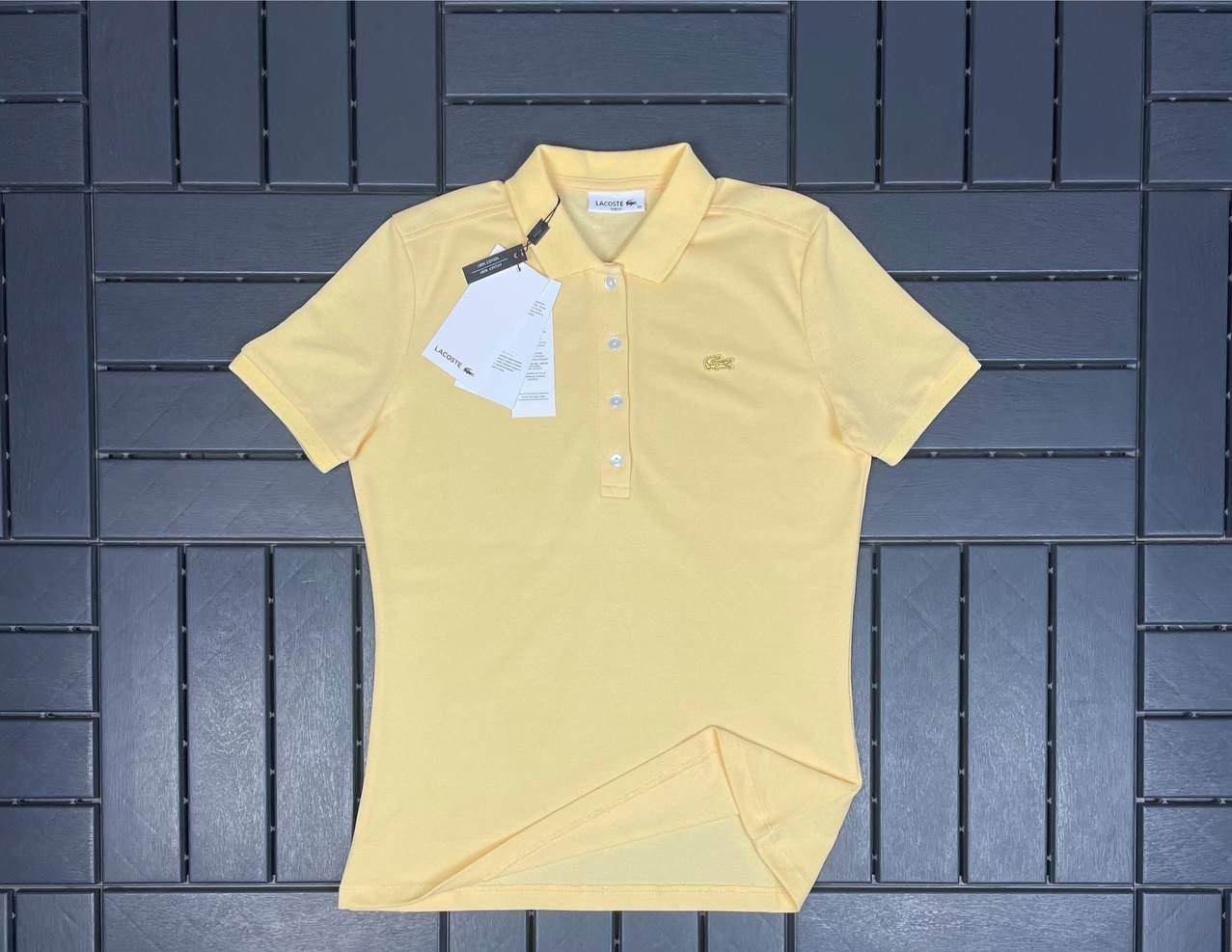 LACOSTE Polo Yaka Sarı Kadın T-Shirt 3008