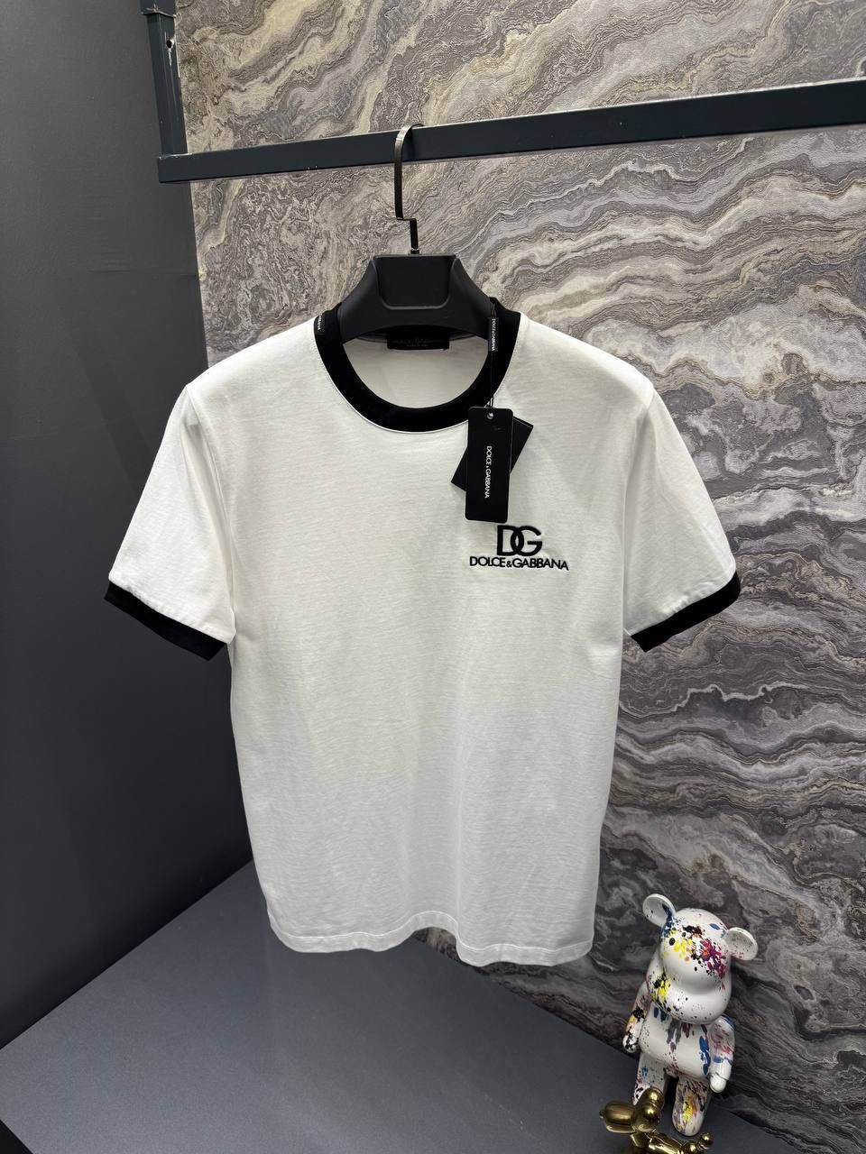 DOLCE GABBANA Nakış Logo Detaylı Beyaz Erkek T-Shirt 9377
