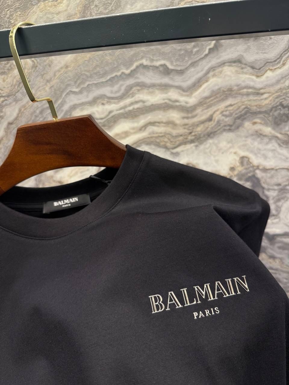 BALMAIN Logo Detaylı Siyah Erkek T-Shirt 9359