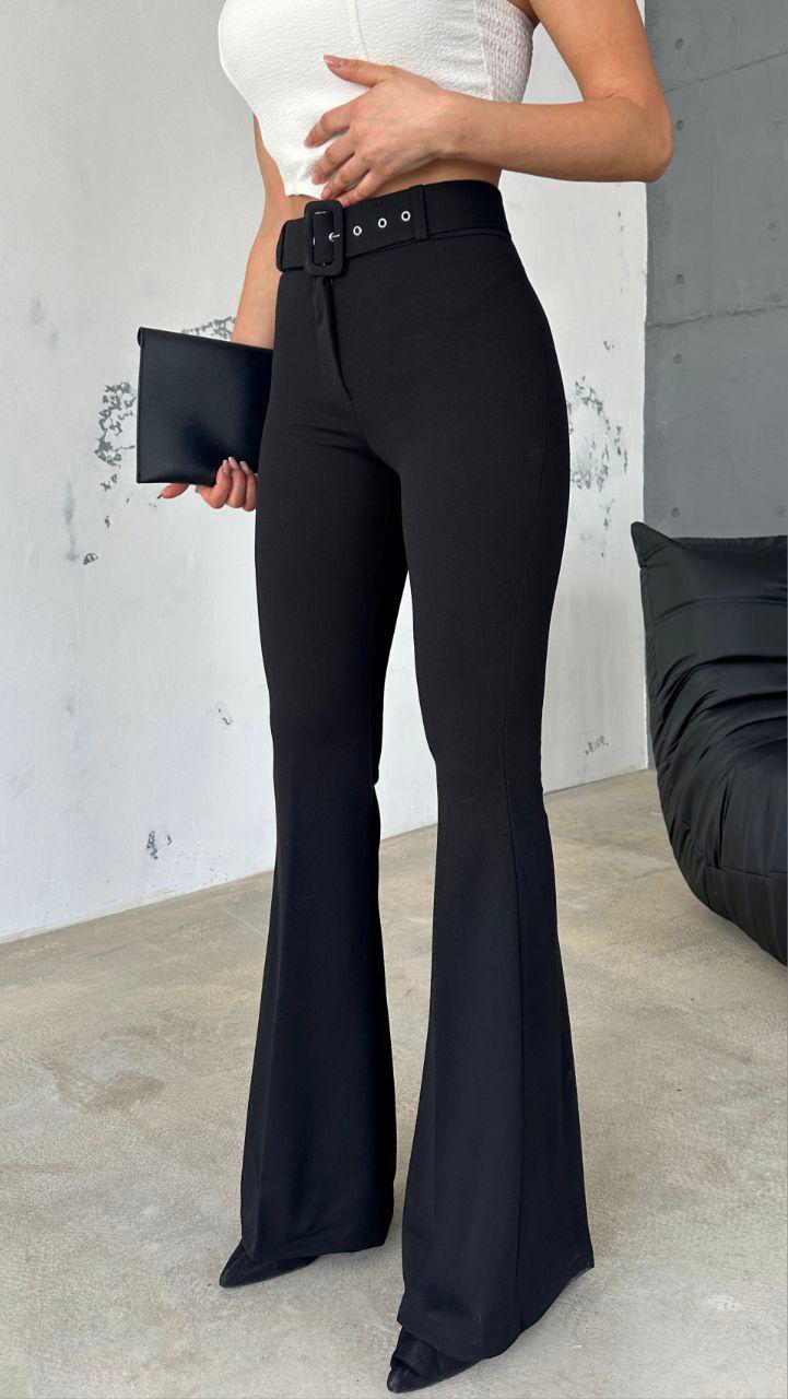 Berhani İspanyol Paça Siyah Kadın Pantolon 7001