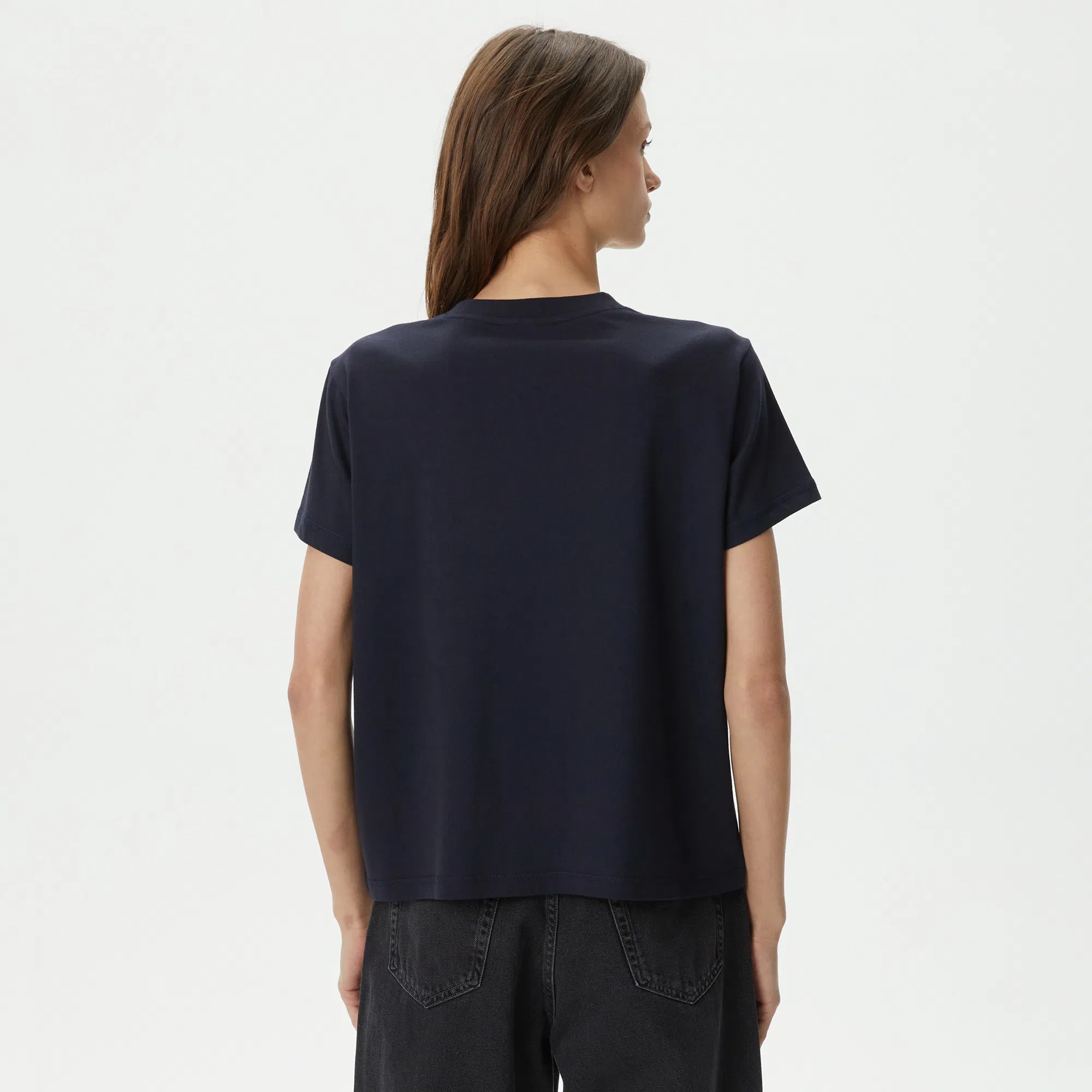 Lacoste Düz Siyah Kadın T-shirt