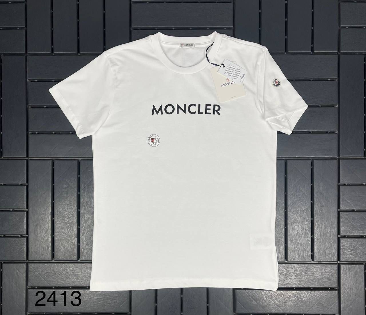 MONCLER Baskı Detaylı Beyaz Erkek T-Shirt 2413