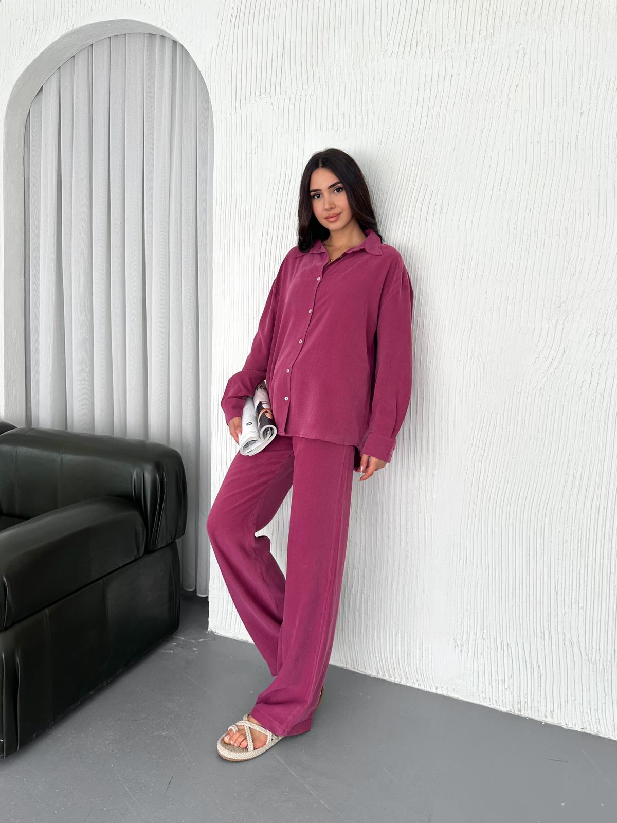 Berhani Düğmeli Bordo Kadın Takım YKM31118