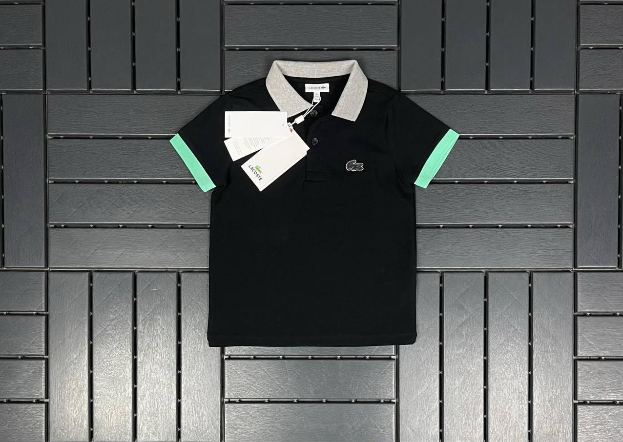 LACOSTE Polo Yaka Logo Detaylı Siyah Çocuk T-Shirt 80002
