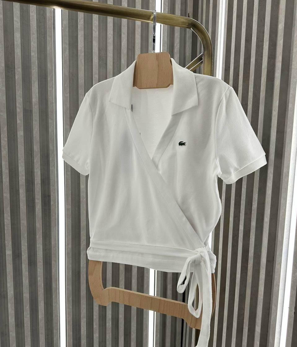 LACOSTE Polo Yaka Logo ve İp Detaylı Beyaz Kadın T-Shirt 3025