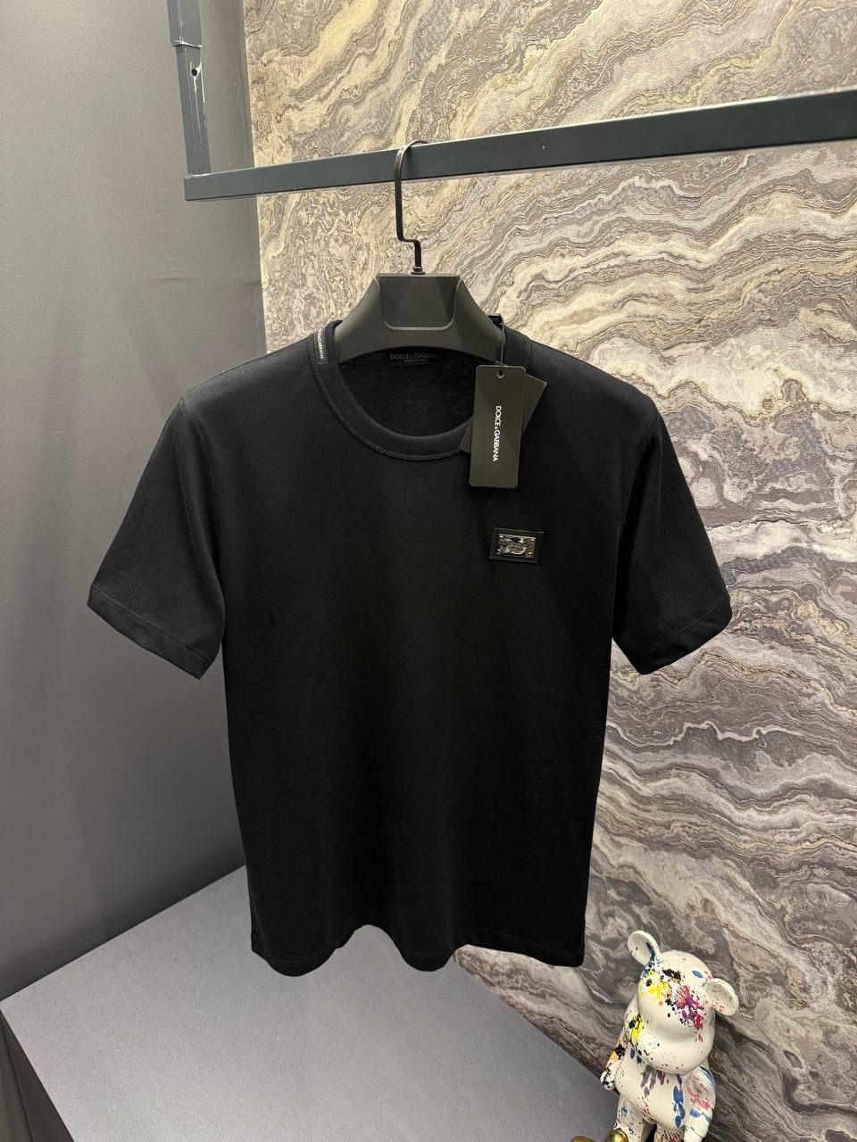 DOLCE GABBANA Metal Logo Detaylı Siyah Erkek T-Shirt 9039