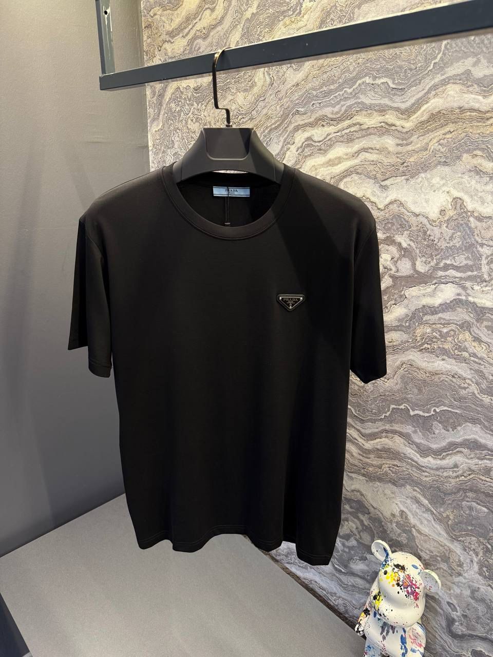 PRADA Metal Logo Detaylı Siyah Erkek T-Shirt 9014