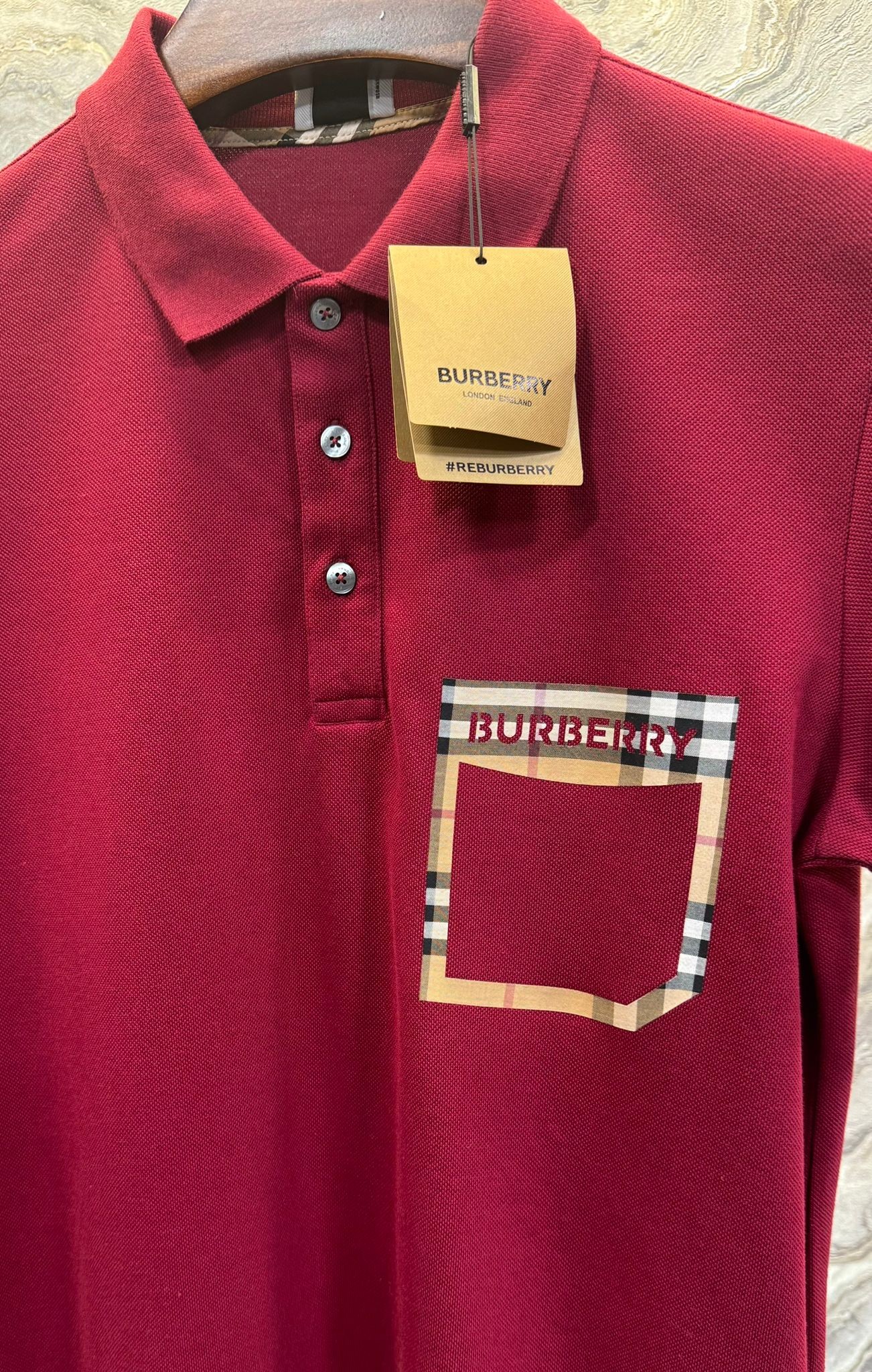Burberry Bordo Erkek T-Shirt