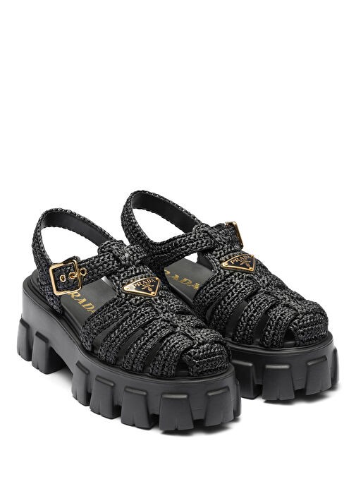 Prada Monolith Kroşe Kafes Model Sandalet