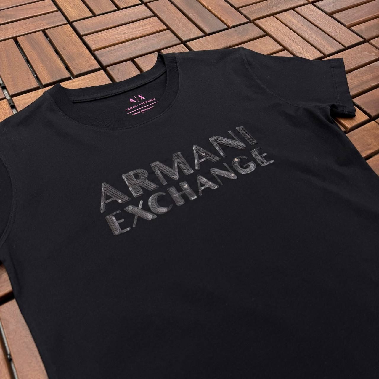 ARMANI EXCHANGE Pul Detaylı Siyah Kadın T-Shirt BES98