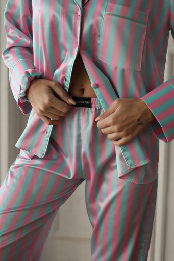 Berhani Mint Pembe Çizgili Kadın Pijama
