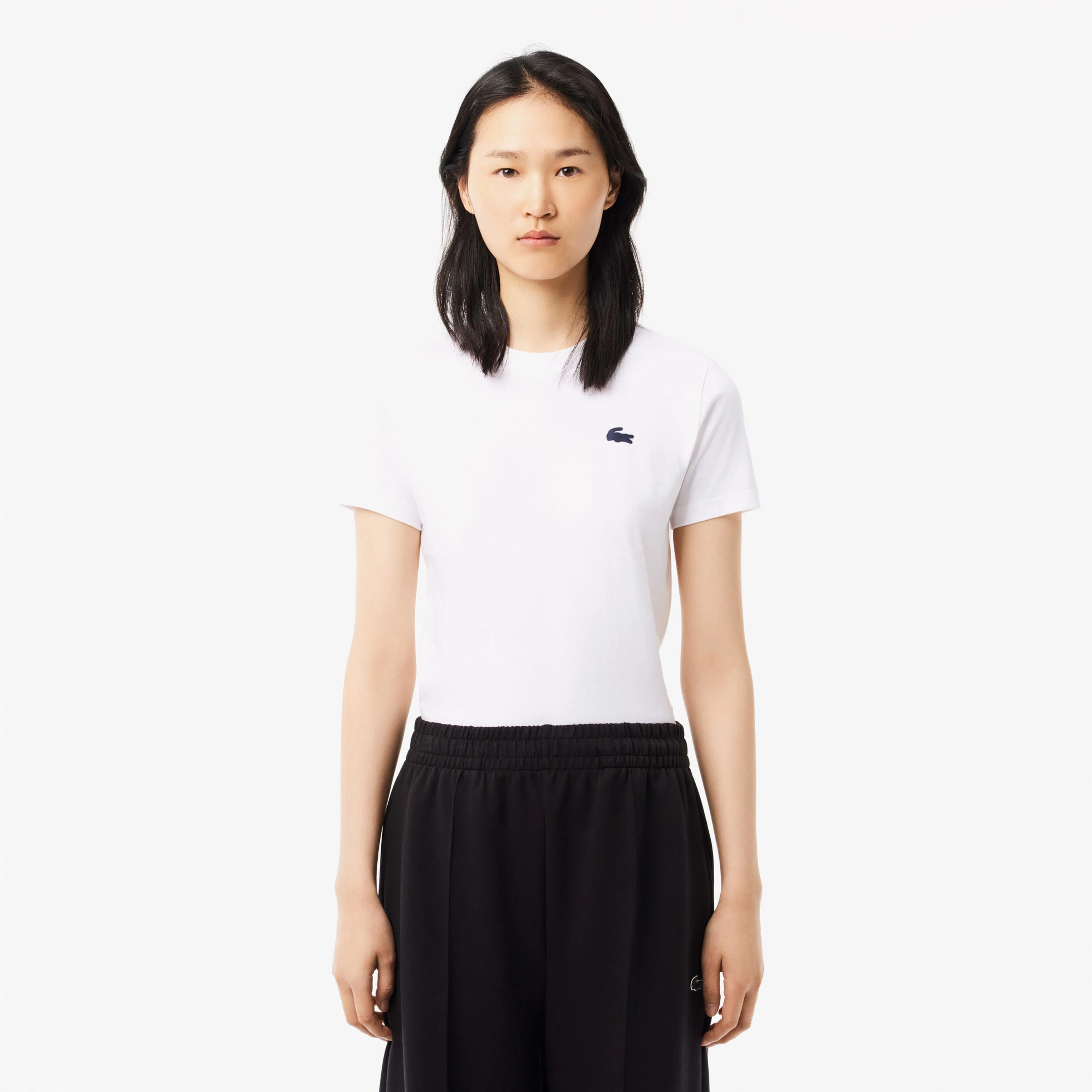 LACOSTE Logo Detaylı Beyaz Kadın T-Shirt BES100