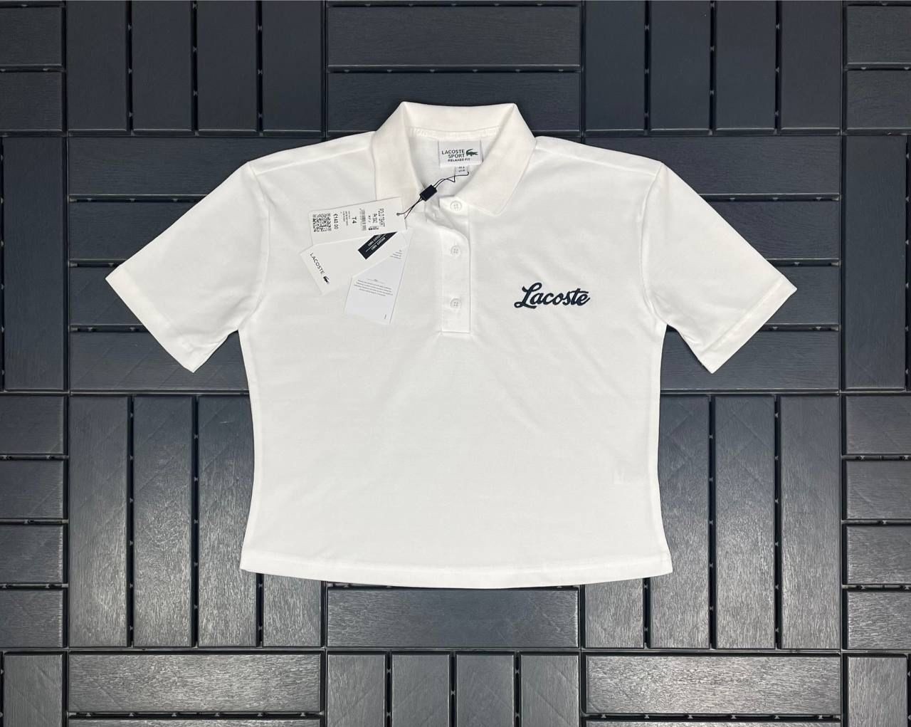 LACOSTE Nakış Detaylı Polo Yaka Beyaz Kadın T-Shirt 3042