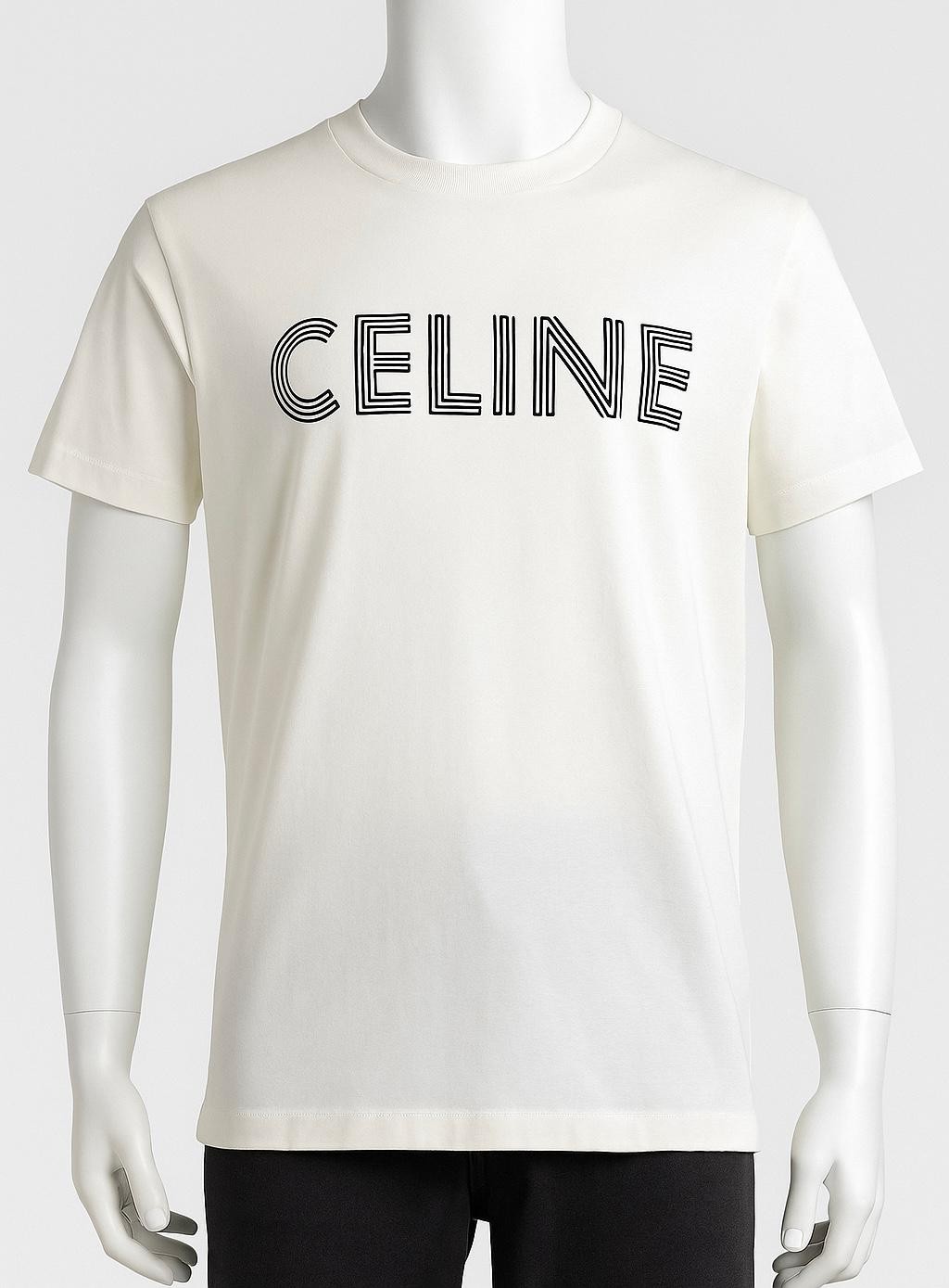  Celine Baskı Detaylı Beyaz Kadın T-Shirt