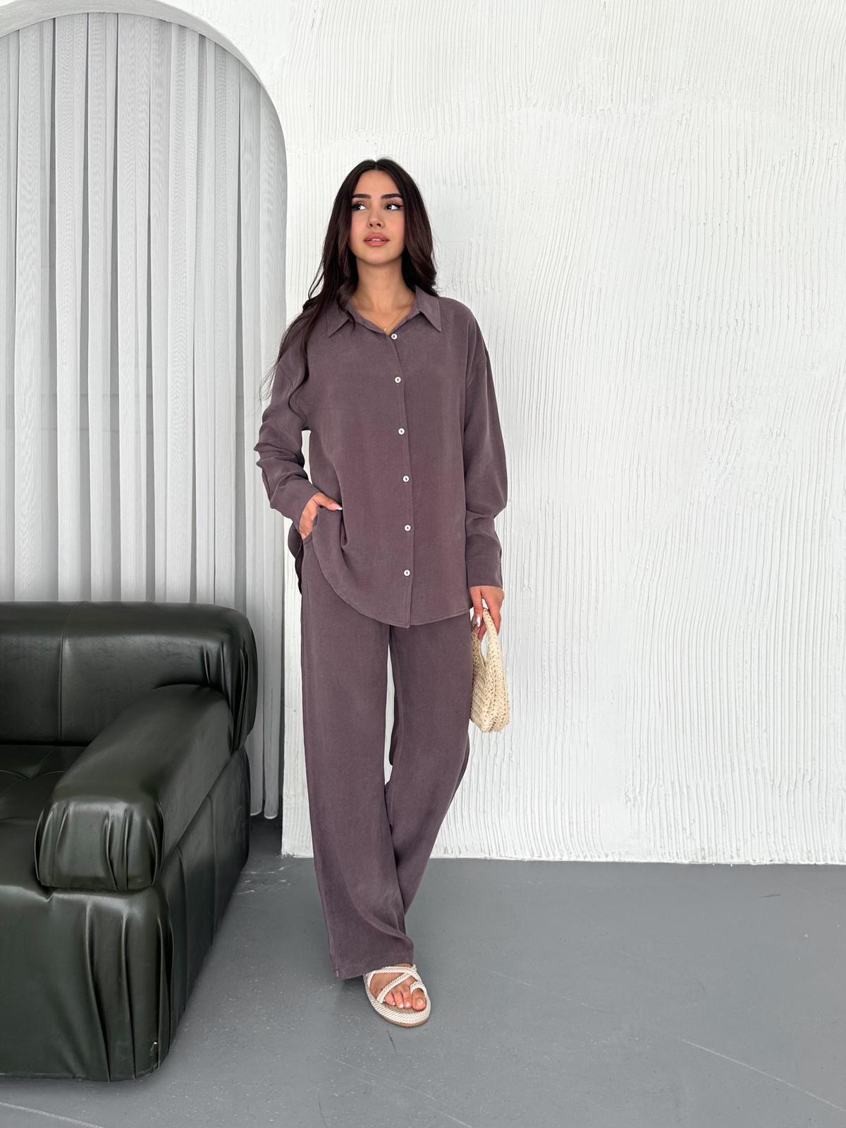 Berhani Düğmeli Kahve Kadın Takım YKM31118