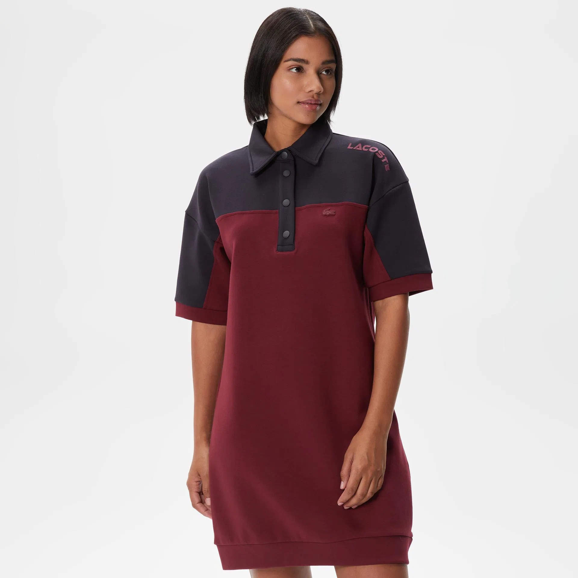 Lacoste Bordo Lacivert Mini Elbise Kadın