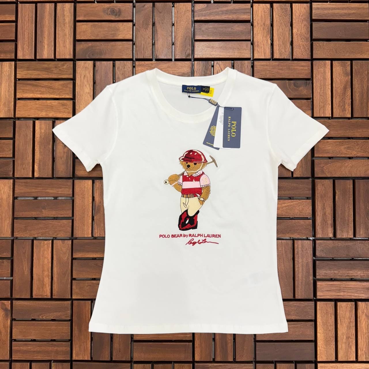 POLO Ayıcık Detaylı Beyaz Kadın T-Shirt BES104