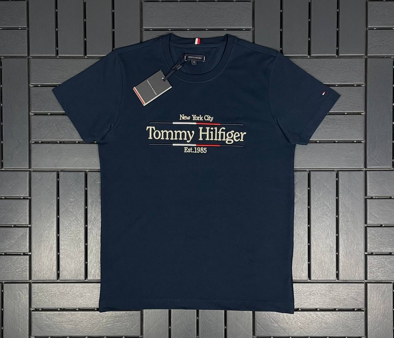 TOMMY HILFIGER Nakış Detaylı Lacivert Erkek T-Shirt 2367