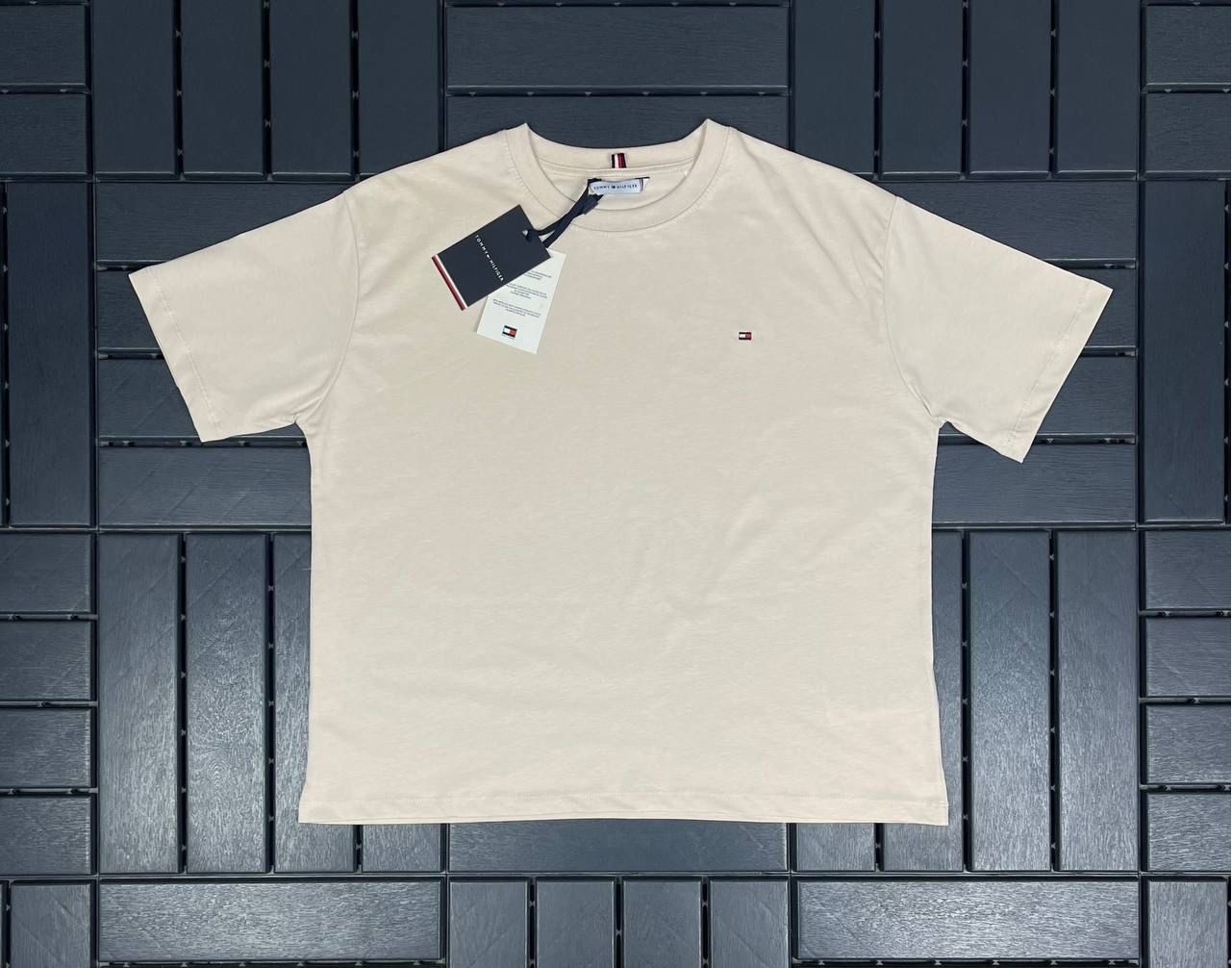 TOMMY HILFIGER Nakış Logo Detaylı Bej Kadın T-Shirt 2540-3