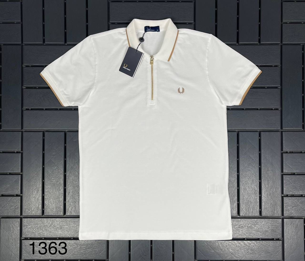 FREDPERRY Polo Yakalı Fermuar Detaylı Beyaz T-Shirt 1361