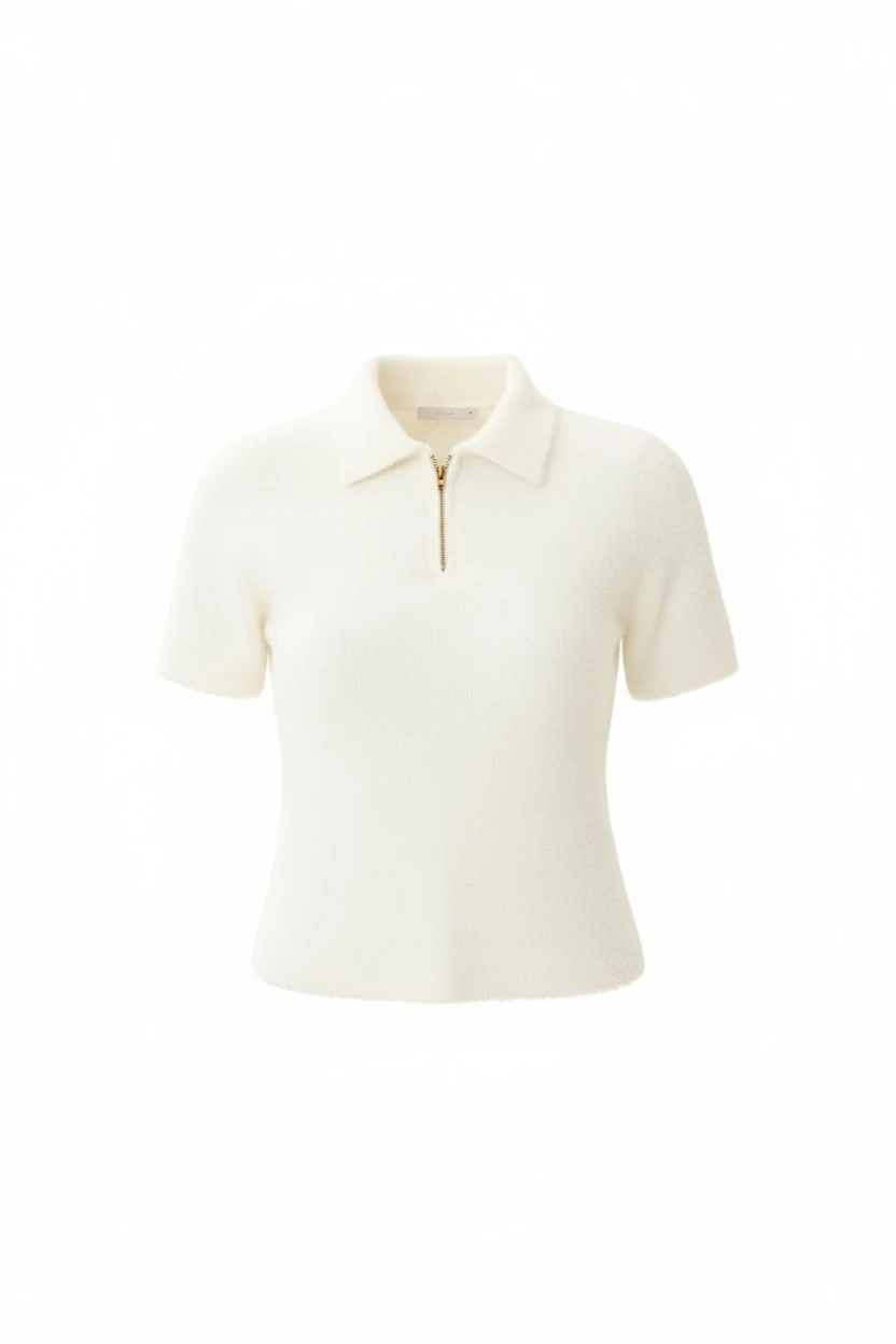 Berhani Yarım Fermuar Beyaz Kadın Triko 280B