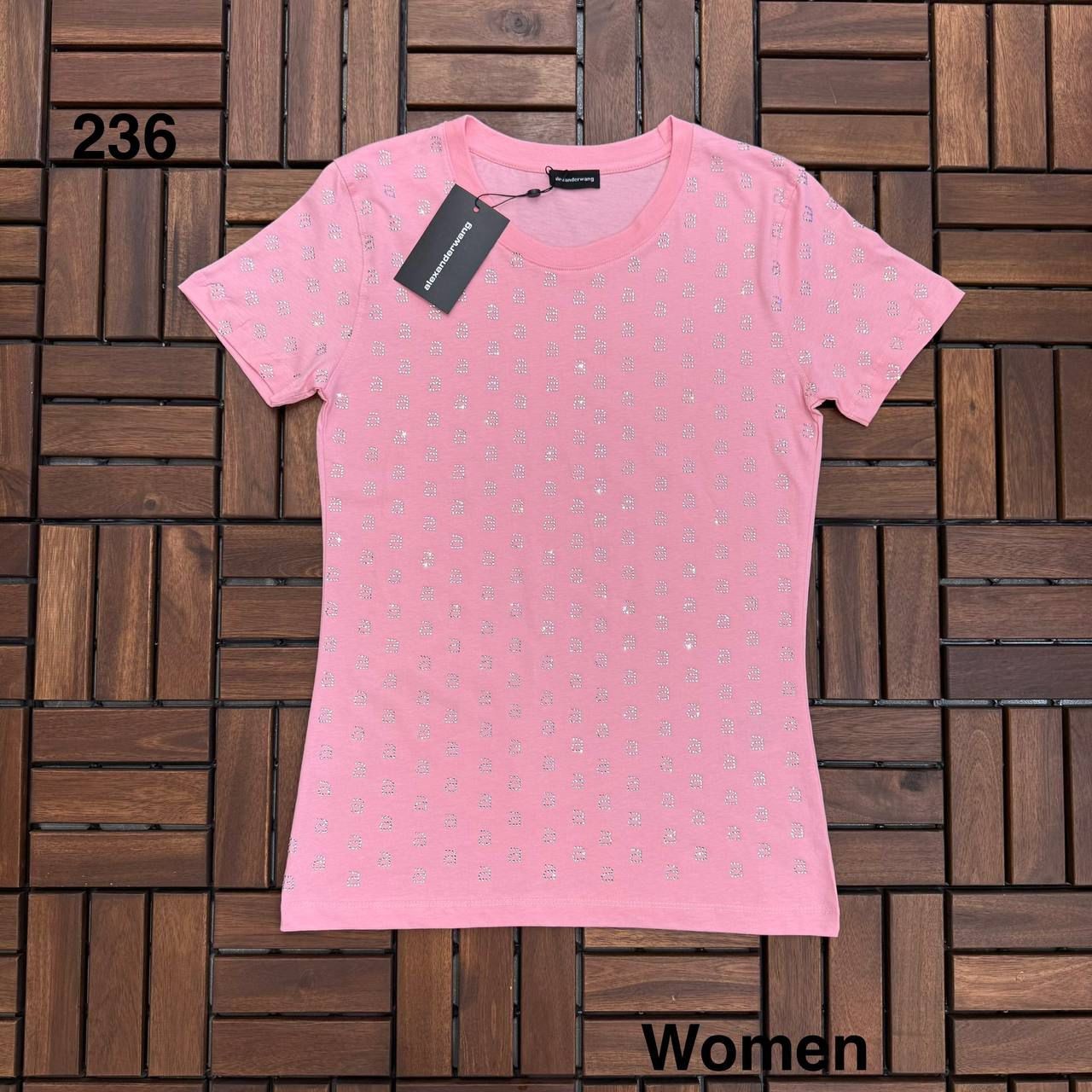 Alexander Wang Taşlı Pembe Kadın T-Shirt BBES236